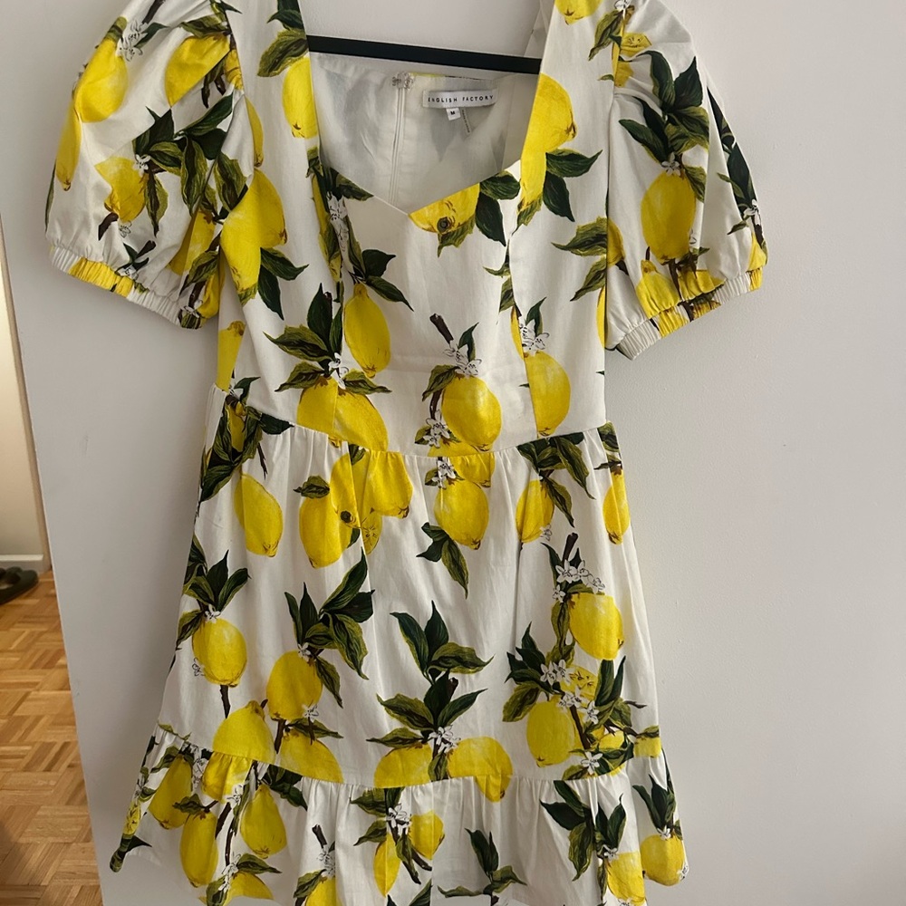 English Factory Lemon Print Mini Dress